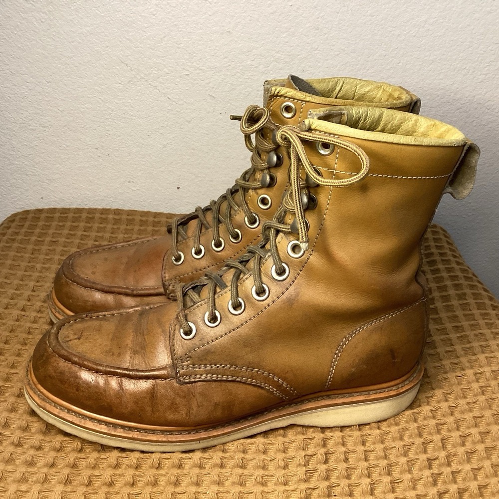 Vintage BILTRITE Nuron-Crepe Mens Sz 9 D Brown leather work boots made in USA